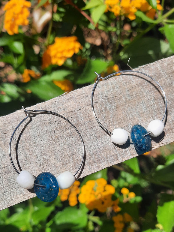 Glass Bead Hoop Earrings