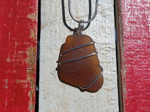Amber/Brown Beachglass Necklace