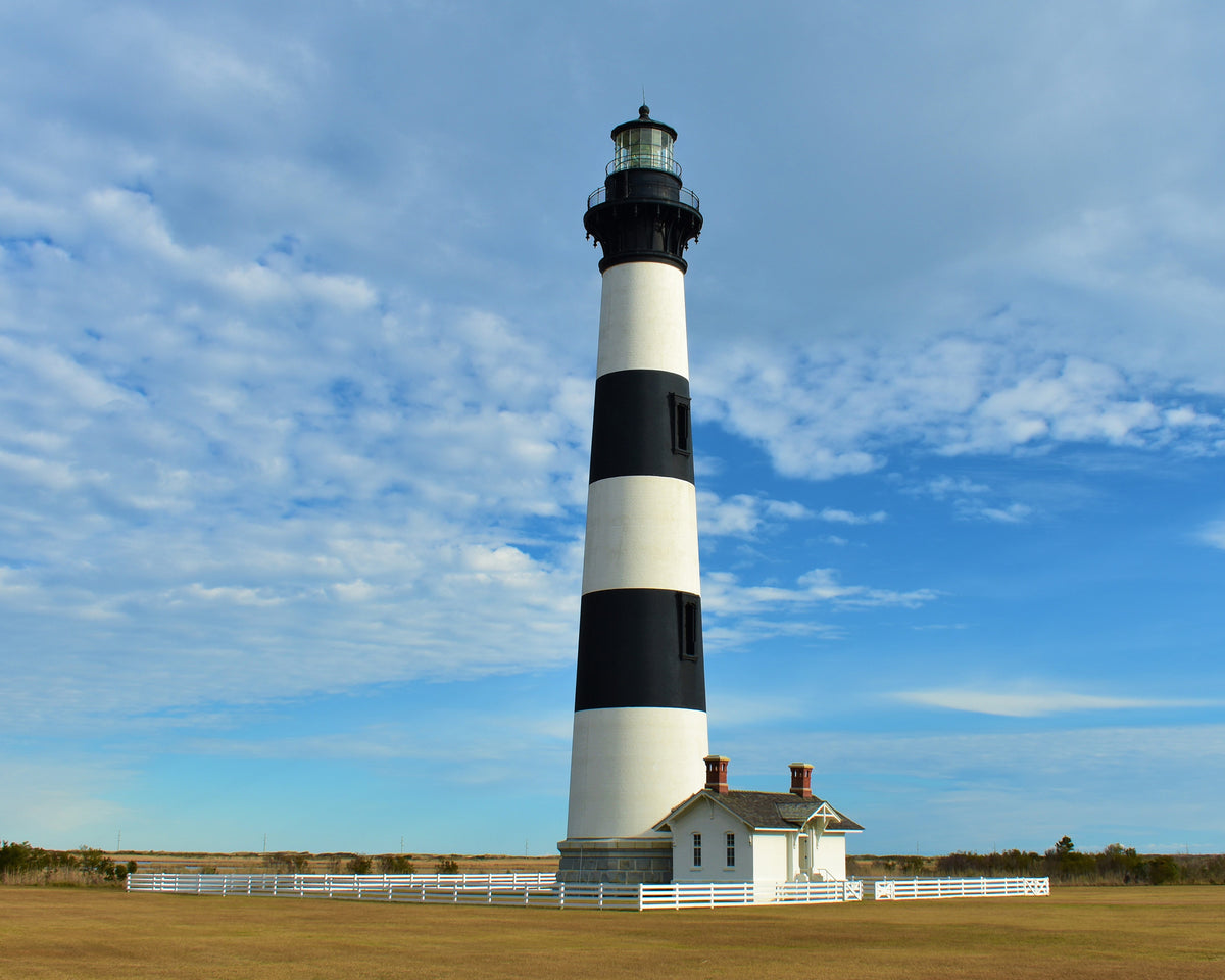 Bodie Island Lighthouse with Blue Sky – Borders Beach Shop