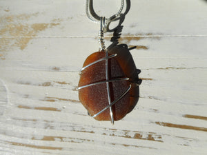 Amber/Brown Beachglass Necklace